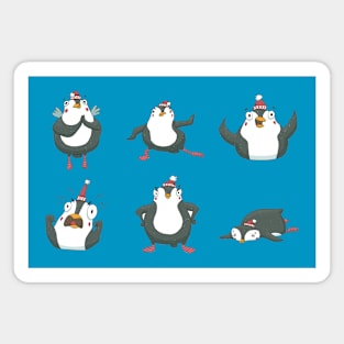 Set of cute funny penguins. Magnet